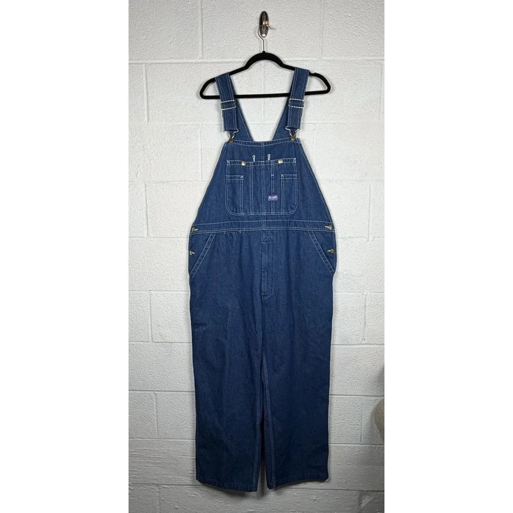 Big Smith Denim Bib Overalls Mens 40x28 Blue Carpenter Workwear Farm Utility